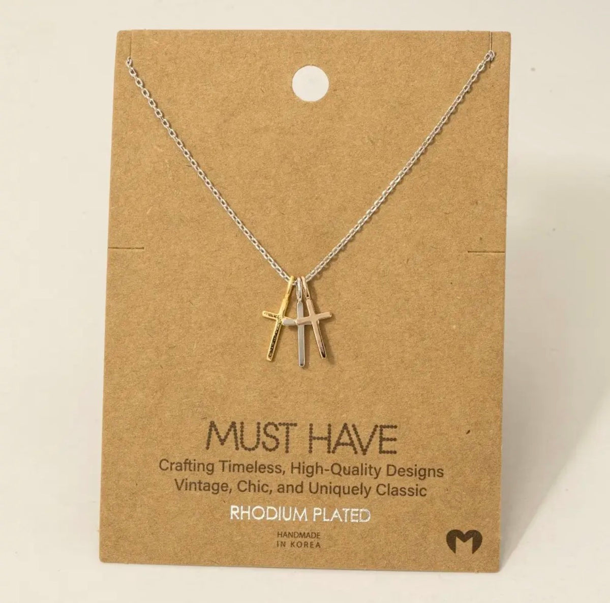 Triple Cross Pendent Necklace