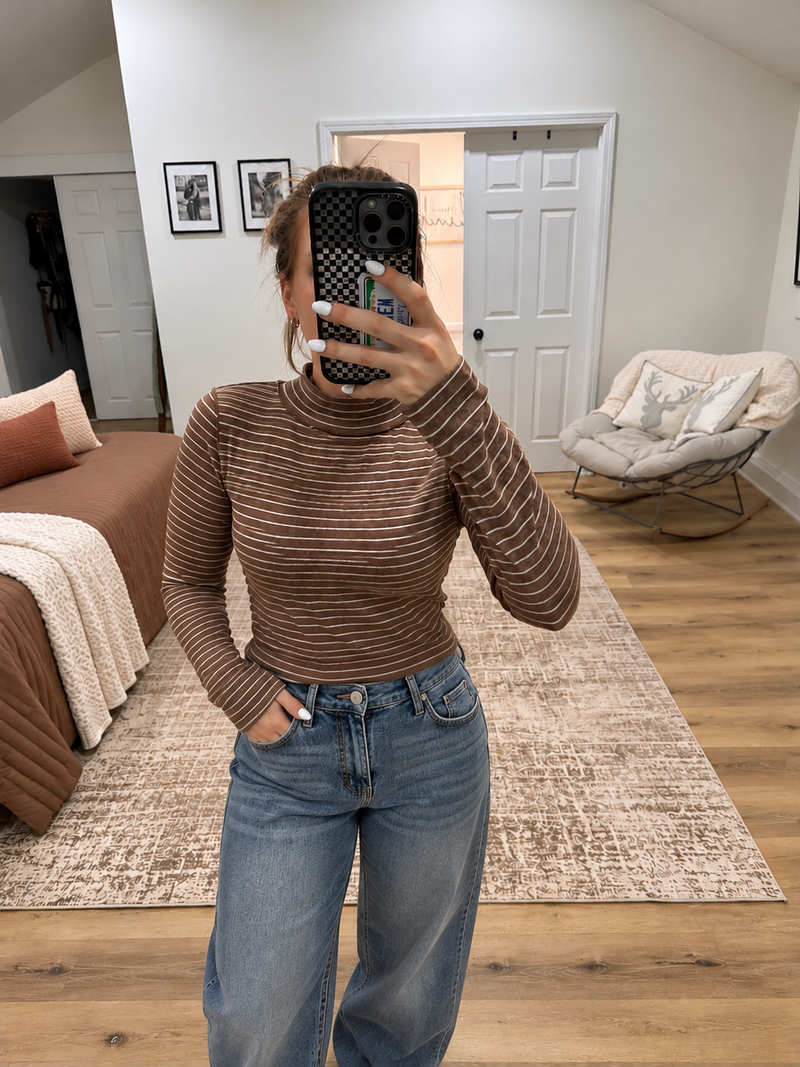 Everyday Stripe Mock Neck Too